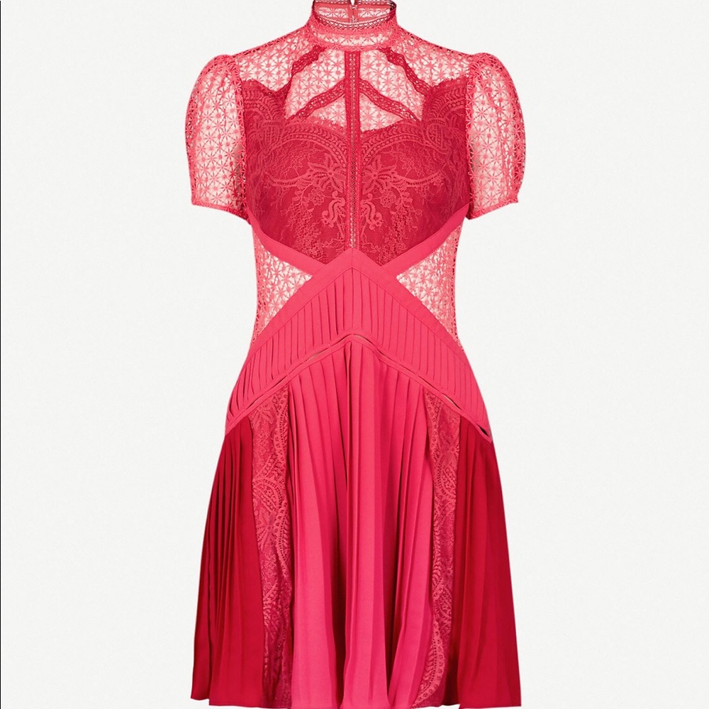 Self Portrait Red Lace floral-guipure dress NWT